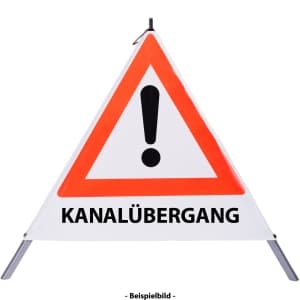 Faltsignal - Gefahrenstelle mit Text: KANALÜBERGANG