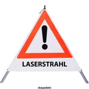 Faltsignal - Gefahrenstelle mit Text: LASERSTRAHL