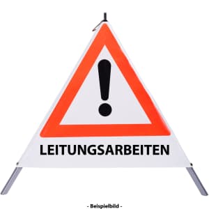 Faltsignal - Gefahrenstelle mit Text: LEITUNGSARBEITEN