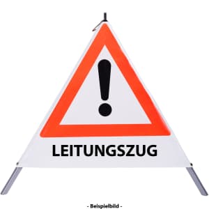 Faltsignal - Gefahrenstelle mit Text: LEITUNGSZUG