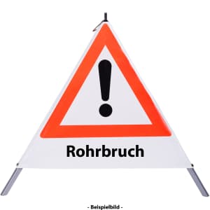 Faltsignal - Gefahrenstelle mit Text: Rohrbruch