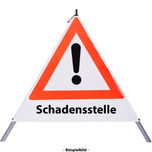 Faltsignal - Gefahrenstelle mit Text: Schadensstelle