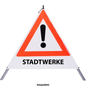 Faltsignal - Gefahrenstelle mit Text: STADTWERKE