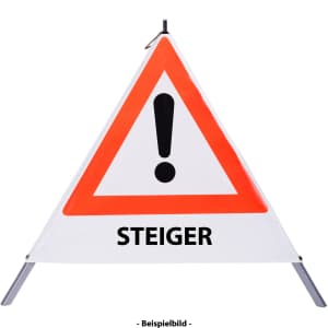 Faltsignal - Gefahrenstelle mit Text: STEIGER