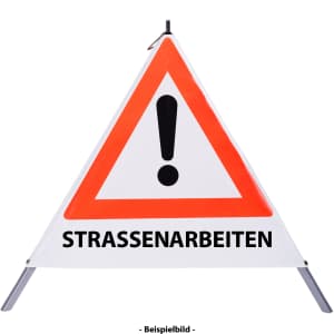 Faltsignal - Gefahrenstelle mit Text: STRASSENARBEITEN
