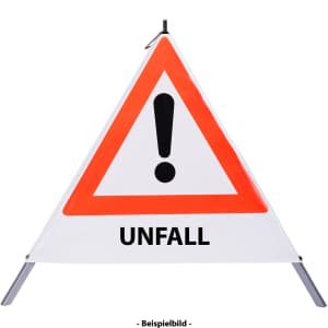 Faltsignal - Gefahrenstelle mit Text: UNFALL