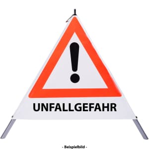 Faltsignal - Gefahrenstelle mit Text: UNFALLGEFAHR