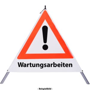 Faltsignal - Gefahrenstelle mit Text: Wartungsarbeiten