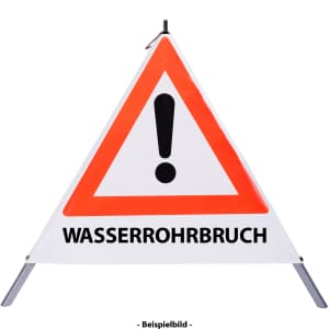 Faltsignal - Gefahrenstelle mit Text: WASSERROHRBRUCH