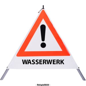 Faltsignal - Gefahrenstelle mit Text: WASSERWERK