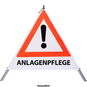 Faltsignal - Gefahrenstelle mit Text: ANLAGENPFLEGE