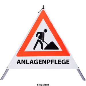 Faltsignal - Baustelle mit Text: ANLAGENPFLEGE