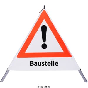 Faltsignal - Gefahrenstelle mit Text: Baustelle