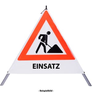 Faltsignal - Baustelle mit Text: EINSATZ