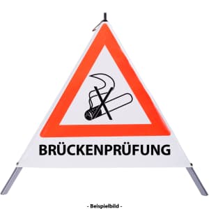 Faltsignal - Rauchverbot mit Text: BRÜCKENPRÜFUNG