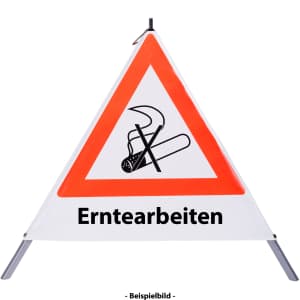 Faltsignal - Rauchverbot mit Text: Erntearbeiten