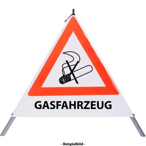 Faltsignal - Rauchverbot mit Text: GASFAHRZEUG
