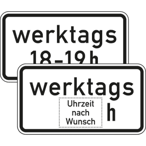 Zeitliche Beschränkung werktags Zusatzzeichen 1042-31