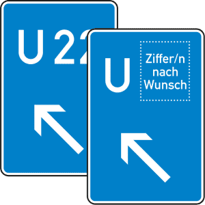 Bedarfsumleitung, links einordnen (Verkehrsschild Nr. 460-12)