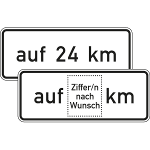 Auf ... km, in Verbindung mit Fahrstreifentafeln VZ 1001-35