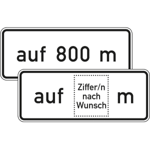 Auf ... m, in Verbindung mit Fahrstreifentafeln VZ 1001-34