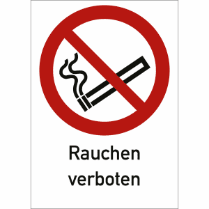 Kombischild Rauchen verboten nach ISO 7010