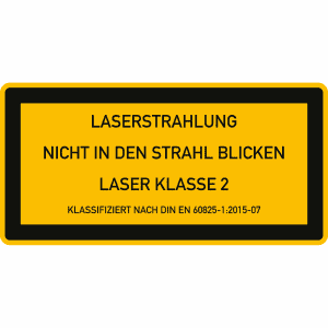 Laser Klasse 2 - Laserstrahlung - Nicht in den Strahl blicken