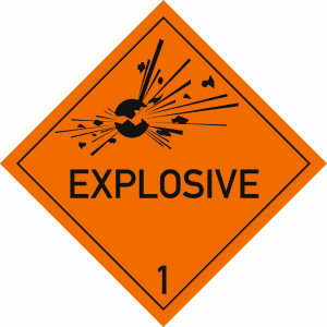 Explosive Stoffe, Aufschrift: EXPLOSIVE