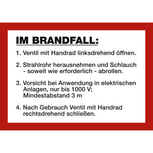 Anweisung für Wandhydrant / formstabiler Schlauch nach DIN 4066 und DIN 14461-1