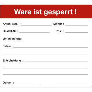 Qualitätskennzeichnung - Ware ist gesperrt!