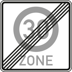 Ende einer Tempo 30-Zone - Verkehrsschild VZ 274.2