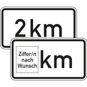 Entfernungsangabe in ... km - Verkehrsschild VZ 1004-31