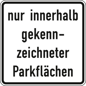 Nur innerhalb gekennzeichneter Parkflächen - Verkehrsschild VZ 1053-52