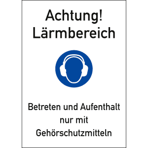 Kombischild Achtung Lärmbereich (ISO 7010)