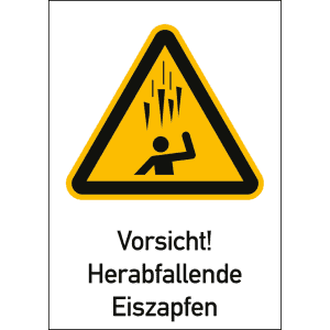 Kombischild Vorsicht! Herabfallende Eiszapfen (ISO 7010)