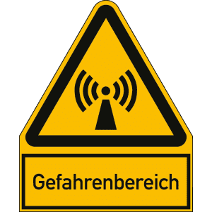 Warnschild Gefahrenbereich mit Symbol und Text (ISO 7010)