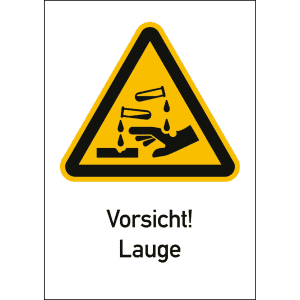 Kombischild Vorsicht! Lauge (ISO 7010)