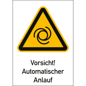 Kombischild Vorsicht! Automatischer Anlauf (ISO 7010)