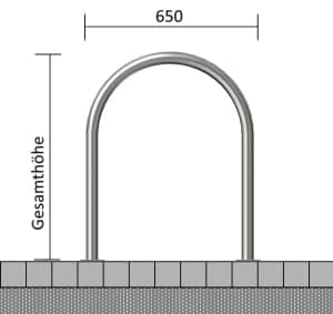 Rundbügel / Anlehnbügel aus Edelstahl, wahlweise mit Querholm, Ø 48 mm