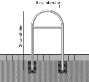 Rundbügel / Anlehnbügel, wahlweise mit Querstrebe, Ø 48 mm