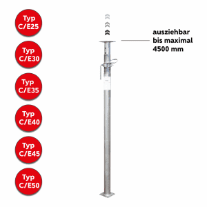 Euro Schalungsstütze der Klasse C/E, gemäß DIN EN 1065
