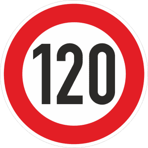 Zulässige Höchstgeschwindigkeit 120 km/h (Verkehrsschild Nr. 274-120)