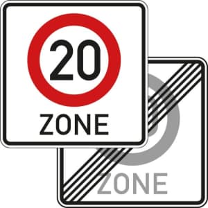 20 ZONE Schild doppelseitig | Tempozone VZ 274.1-41