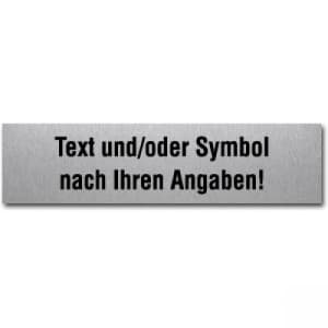 Edelstahlpiktogramm mit Text und Symbol nach ihren Angaben (eckig)