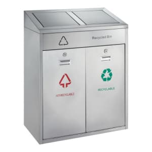 Recycling Abfalleimer mit Druckdeckel - Inhalt 2x 21 Liter