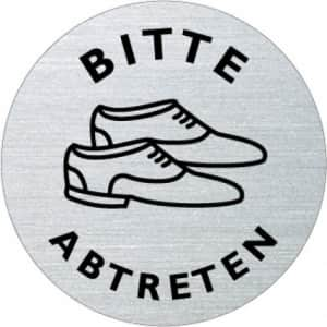 Textschild+Symbol - Bitte Schuhe abtreten