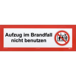 Kombischild - Aufzug im Brandfall nicht benutzen nach DIN 4066