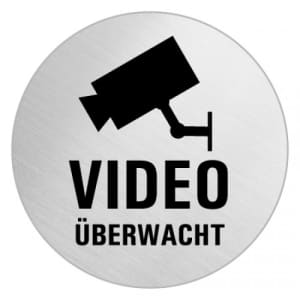Textschild+Symbol - Videoüberwacht (rund)
