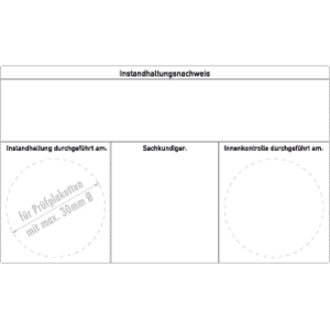 100x Instandhaltungsnachweis mit Ihrem Firmeneindruck, Weiß, 100 x 60 mm, Folie