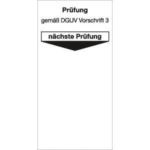 10x Grundplakette Prüfung gemäß DGUV Vorschrift 3, Weiß, 80 x 40 mm, Folie